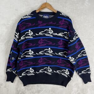 Vintage 80’s/90’s POLARIS Snowmobile Knit Sweater Large Made In USA Retro Sport